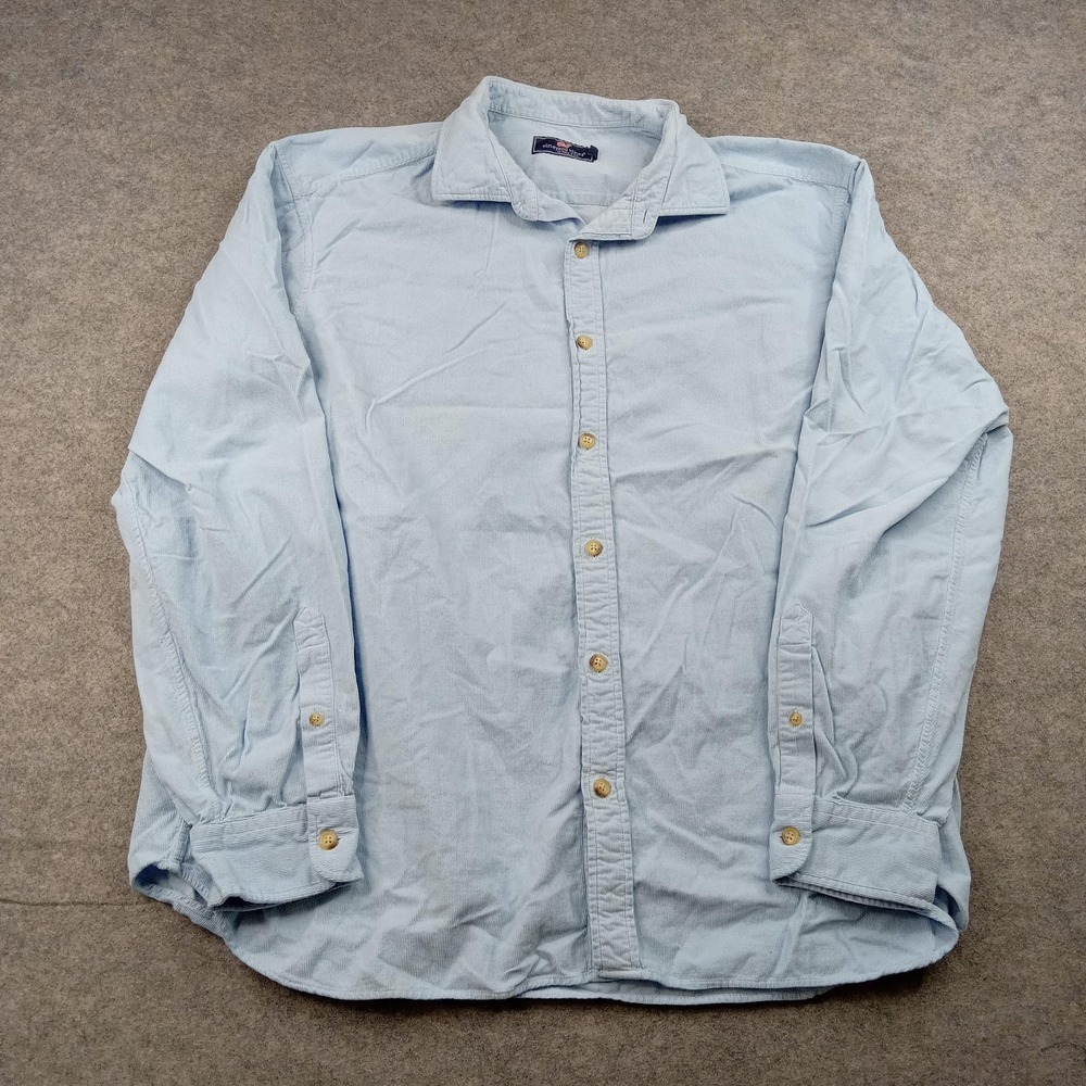 Vineyard Vines Shirt Mens 2XL Blue Corduroy Button Front Long Sleeve Casual Fall